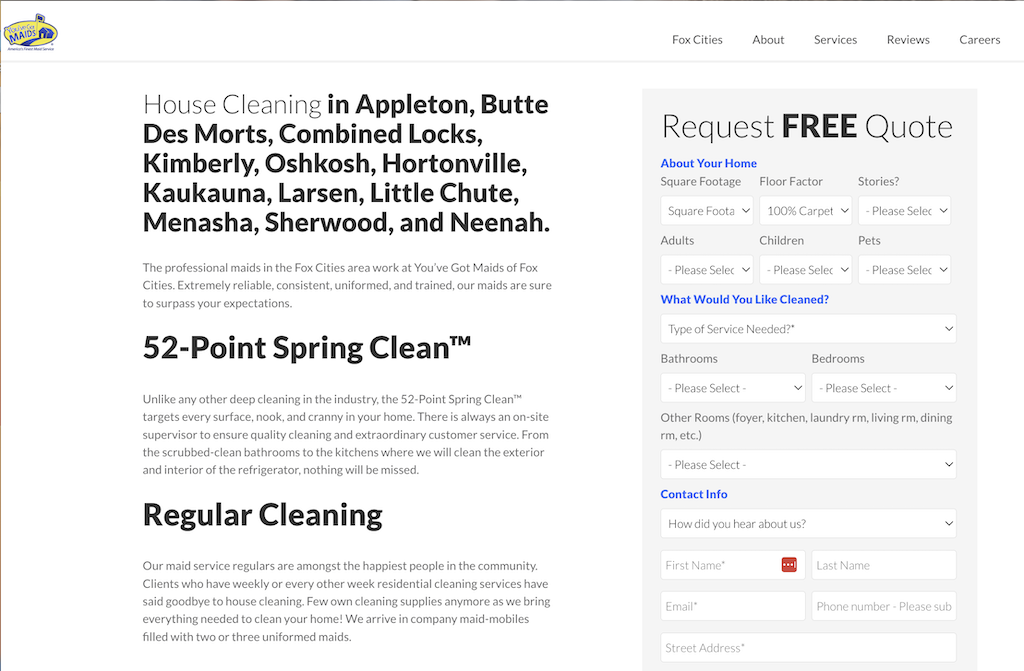 Captura de Imagen del Sitio Web de Limpieza de You've Got Maids